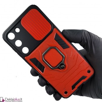 Smūgiams atsparus dėklas su žiedu ir kameros apsauga - raudonas (Samsung S23 Plus) Smūgiams atsparus dėklas su žiedu ir kameros apsauga - raudonas (Samsung S23 Plus)